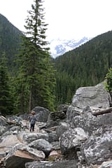 Boulder nature walk in Glacier National Park in British Columbia Canada