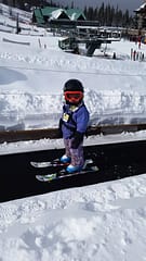Toddler on bunny hill