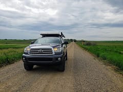 Toyota Sequoia Second Gen Camping Set Up with Roof Top Tent and Awning