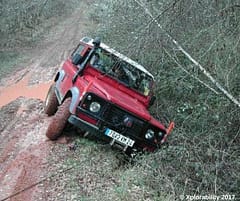 Land Rover Defender demonstrating winch skills