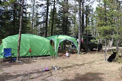 MEC Cabin 6 and Hootenanny camping set up