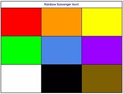 Rainbow Scavenger Hunt - great outside and inside activity for preschool age