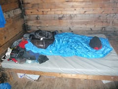 A bed in Jumbo hut, Canada