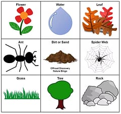 Nature bingo game for kids, great for camping and hiking