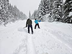 Shoveling snow to get the cars out