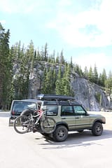 Parking lot at Sunshine climbing in Alberta, very short approach to the crag