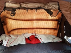 Interior of iKamper with Sleeping Bags prior to closing the tent - yes we keep the iKamper insulation layer and sleeping bags in the tent when we close it!