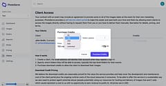 PhotoServe client portal purchase credits