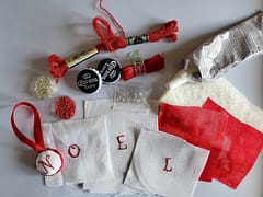 Stitched bottle cap ornament supplies