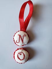 assembling stitched padded bottle cap ornament