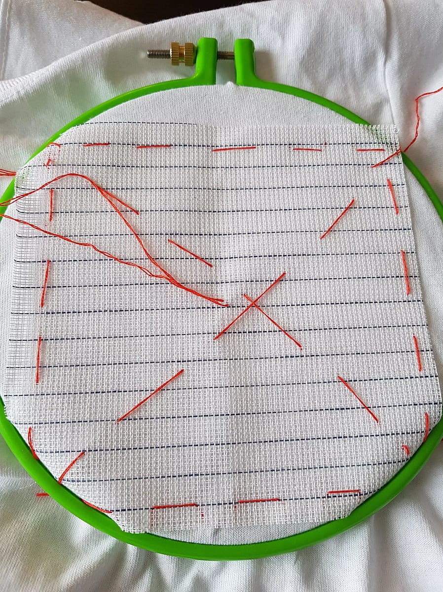 How to do a perfect cross stitch embroidery on clothing using the waste  canvas technique – ARNE & CARLOS