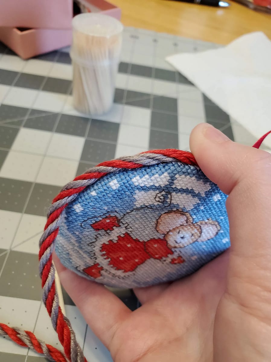 Stitched Cross Stitch Ornament Thread Bare