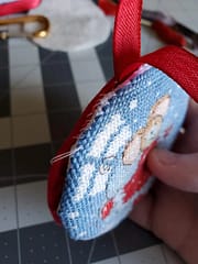 stitched hanging ornament with padded backing